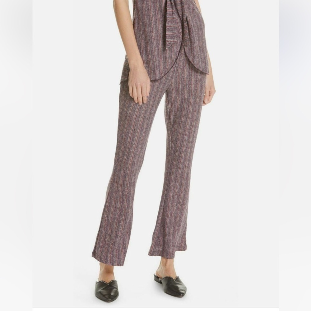 Free People Women’s Striped Knit Textured Straight Flare Pants Size M Boho